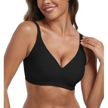 LWP Womens Seamless Bra No Underwire Comfortable Wireless Bralettes Push Up V Neck Bras Full Coverage Everyday Basic Bra