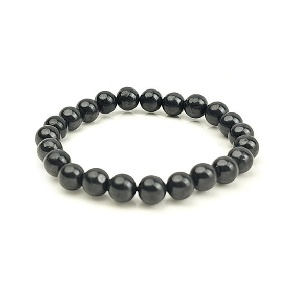 LWQCHW Shungite Bracelet - Natural Black Shungite Stone Beads, Healing Crystal Energy Protection, Handcrafted Jewelry (4mm)