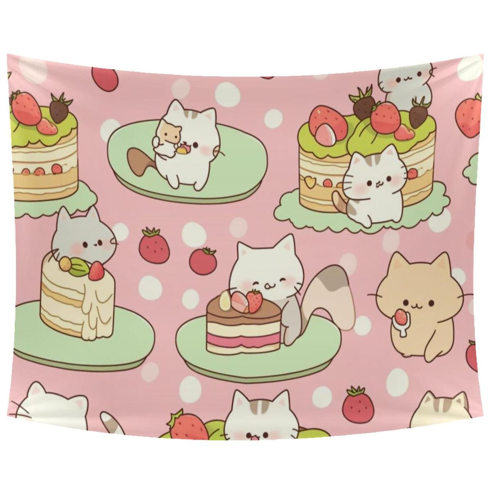 LWSHUNYI Cute Cartoon Kitten Wall Tapestry Soft Polyester Fabric Wall