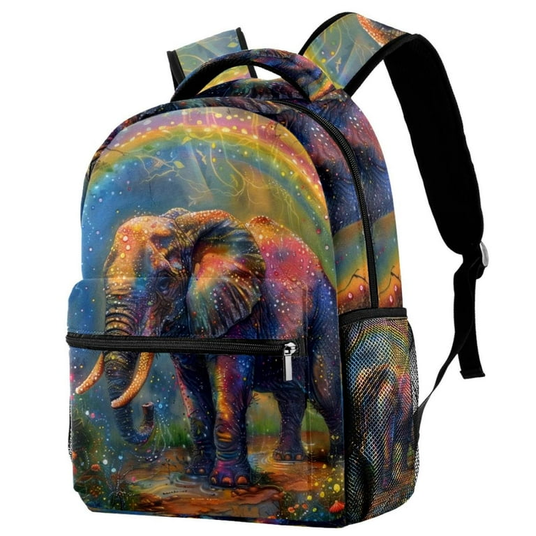 LWSHUNYI Elephant Pattern Backpack Laptop Bookbag with Pockets for Middle Students Teens Girls Boys Adult Travel Daypack Work Bag 11.5x8x16 in