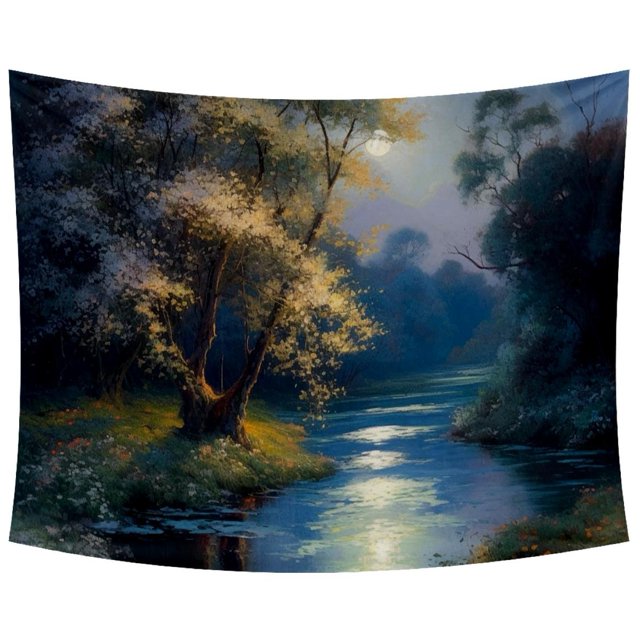 LWSHUNYI Moon Pattern Wall Tapestry Soft Polyester Fabric Wall Hanging