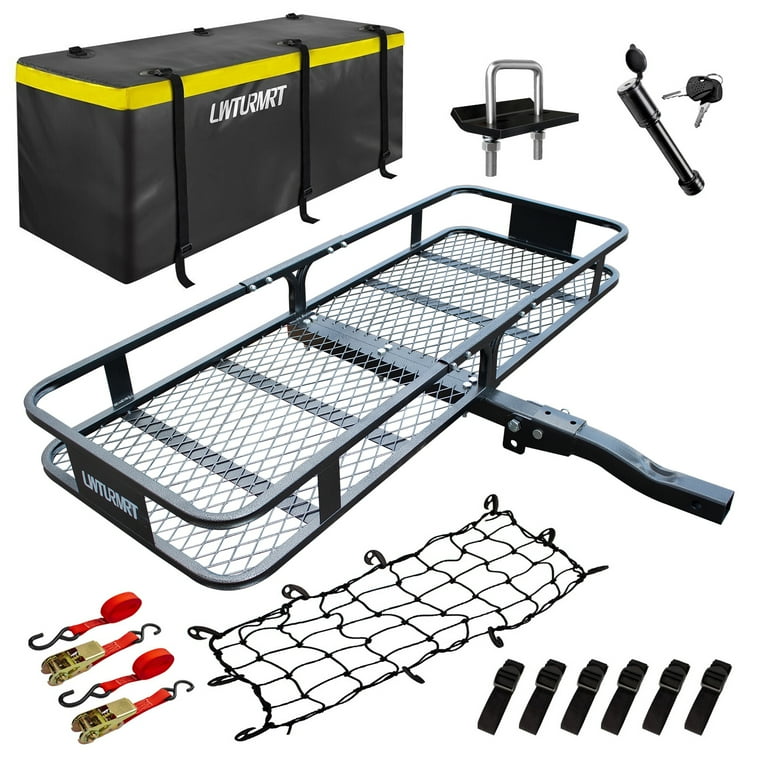 LWTURMRT 60X21.6X6 Gray Hitch Cargo Carrier Hitch and Receiver Hitch Cargo Rack with Waterproof Cargo Bag