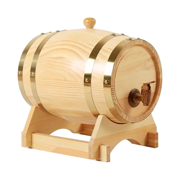 LWVITH 1.5 L Wood Barrel for Wine and Home Decor, Multipurpose Beverage Dispenser, Home Bar Accessory, Party Serving Cask, Gift for Wine Lovers, Farmhouse Table Centerpiece, Outdoor Picnic Essential