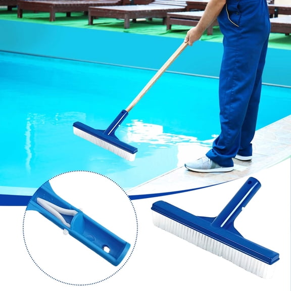 LWVITH 10 Inch Pool Brush Head, Wide Swimming Pool Cleaning Brush, Pool Accessories for Inground Above Ground Pools, Scrub Floor Wall Steps & Ladder Area, Lightweight Easy Storage, Pool Maintenance