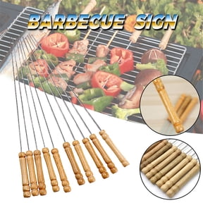 LWVITH 10 Pack Stainless Steel BBQ Skewers 12 Inch, Heavy Duty Metal Shish Kabob Sticks for Grilling, Reusable Flat Kabab Rods for Beef Chicken Vegetable,Outdoor Barbecue Camping Cooking Accessories