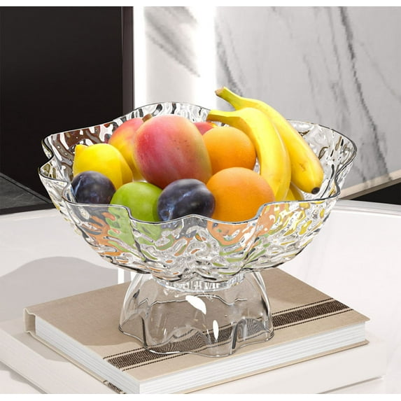LWVITH 11 Inch Round Serving Tray, Plastic Fruit Snack Bowl for Kitchen Dining Table, Large Capacity Appetizer Candy Dish, Decorative Centerpiece Bowl for Parties, Easy Clean Lightweight Tray