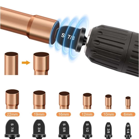 LWVITH 11 Piece Pipe Swaging Tool for HVAC, 5 Flare and 6 Pipe Expander Drill Bits, 1/4 Inch Hex Shank Copper Flaring Tool, Tube Expander for Air Conditioner Refrigerator, AC Line Swaging Drill