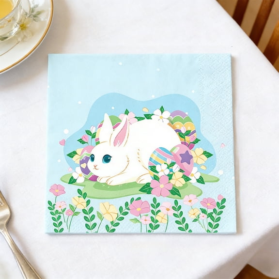 LWVITH 20 Pack Easter Floral and Bunny Disposable Napkins Party Supplies for Easter Brunch Egg Hunt Spring Party Table Decorations Holiday Celebration Paper Napkins