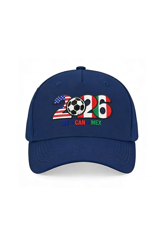 2026 USA Mexico Canada Soccer Print Baseball Cap, Hard Brim Structured Hat, Adjustable Snapback, Outdoor Sun Protection Cap for Men Women, Soccer Fan Gift, Father's Day Present
