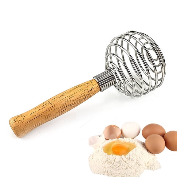 LWVITH 304 Stainless Steel Egg Whisk,Handheld Mixer for Baking, Wire Whisk with Wooden Handle, Manual Beater for Blending Eggs Flour Cream, Kitchen Utensil for Cooking,Birthday Gift for Dad Mom Cook