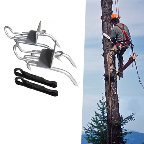 LWVITH 5-Claw Tree Climbing Shoes Set, Outdoor Cat's Paw Spikes with Adjustable Straps, Heavy Duty Iron Grip for Arborist Hunting, Safety Belt Included, Professional Climbing Gear for Men Women