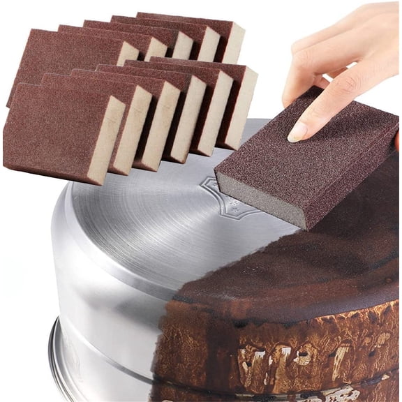 LWVITH 5 Pack Emery Sponge for Pots and Pans, High Density Scratch-Free Scouring Pad, Kitchen Sponge for Sink Stove Grease, Garage Grime Remover for Tires, Outdoor Scrubber for Camping Gear