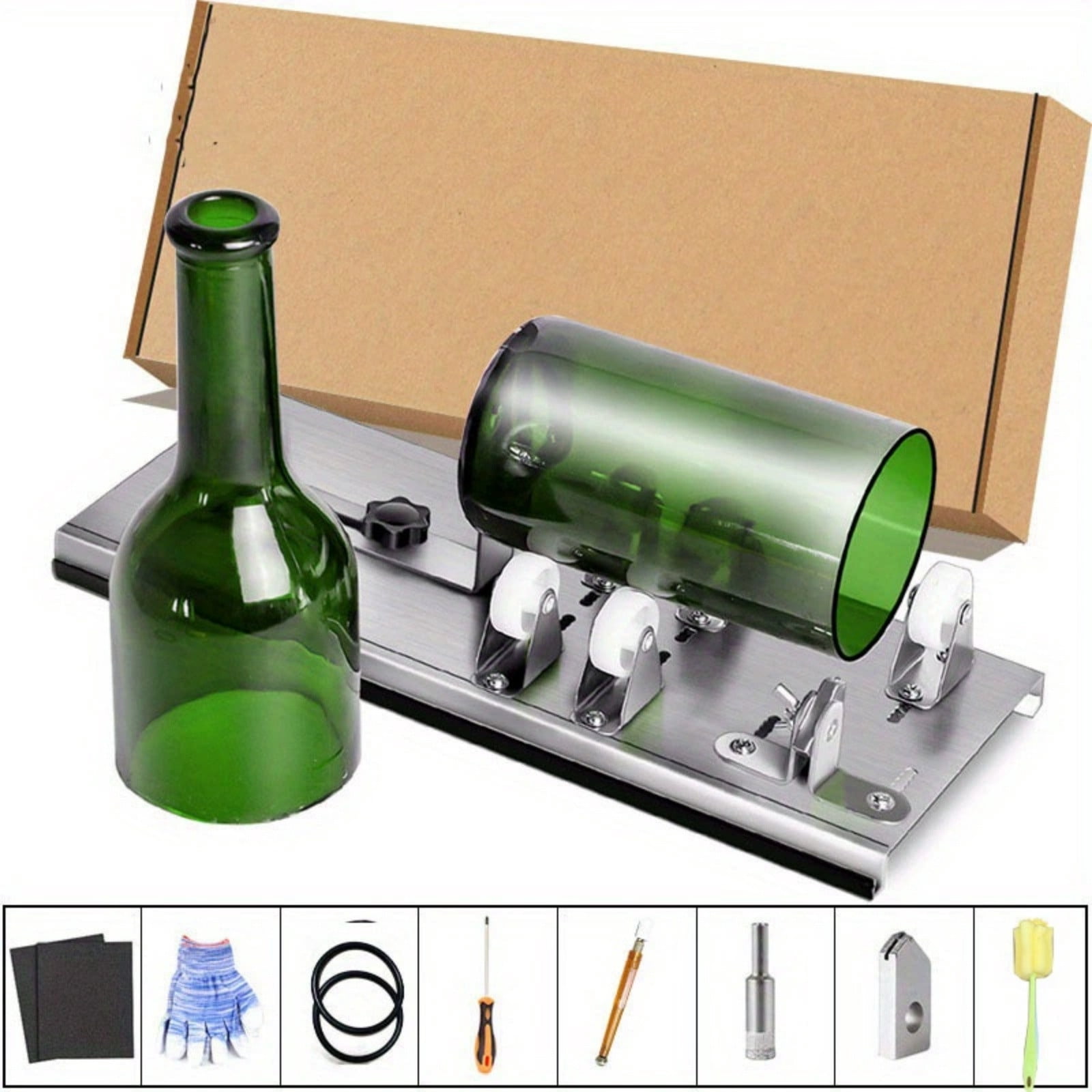 LWVITH 5-Wheel Glass Bottle Cutter Enhanced, Adjustable Cutting Length up to 20 Inches, Precision Scoring Tool for Beer Wine Whisky Champagne Bottles, DIY Craft for Making Candle Holders Lamps