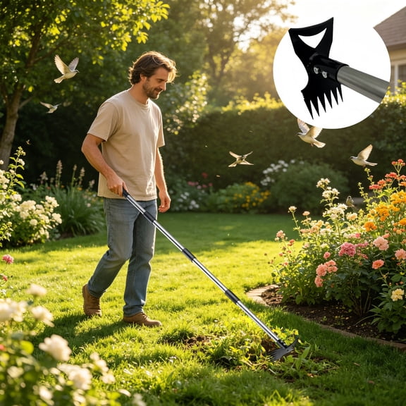 LWVITH 58 Inch Stainless Steel Garden Hoe Rake, Heavy Duty Dual Head Hand Cultivator Tool with Long Handle, Weeding Digging Loosening Implement for Yard Lawn, Rust Resistant Landscaping Equipment