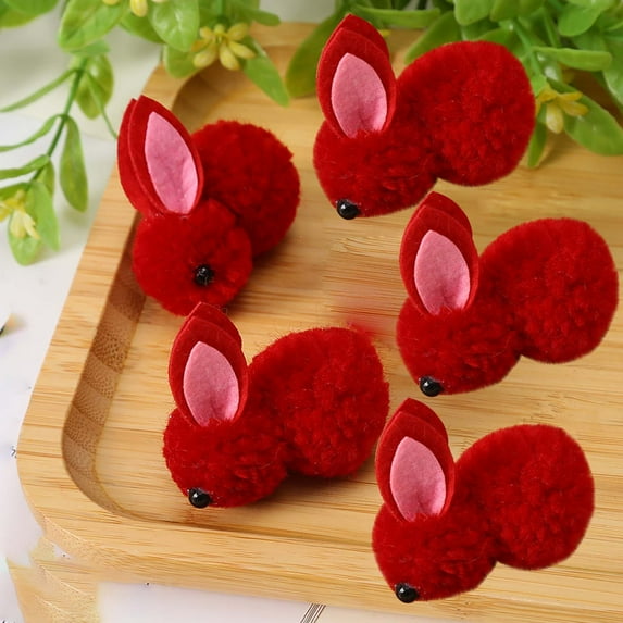 LWVITH 5pcs Mini Easter Bunny Plush Toy Set 1.77 Inch Small Stuffed Animal Doll Decor Gift for Easter Spring Festival Party Holiday Decoration Tabletop Display Basket Fillers Festive