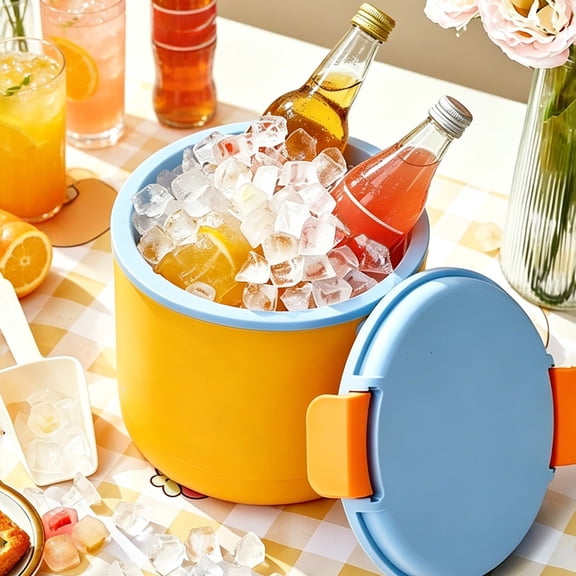 LWVITH 7.87" Outdoor Ice Bucket, Leakproof Cooler Container for Sports Camping Picnic Beach Party, Portable Cold Drink Beverage Tub with Handle, Chilled Storage Bin for Summer BBQ Tailgating