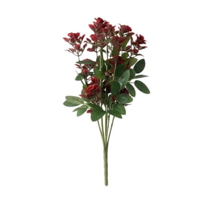 LWVITH Artificial Red Mini Rose Bush for Wedding Floral Arrangements Centerpieces, Lifelike Silk Rose Bouquet with Flexible Bendable Stems for Table Decor, Faux Flowers for Living Room, 14.6 Inch