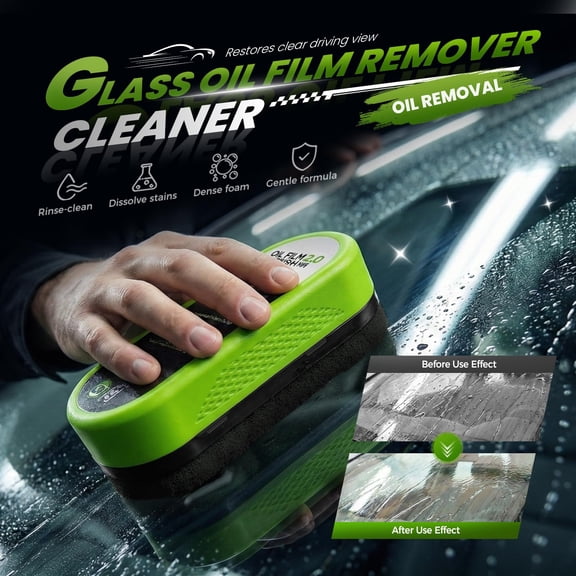 LWVITH Automotive Glass Oil Film Cleaning Brush Kit, Upgrade Windshield Wiper Scrubber Tool with 50ml Refill Liquid and Microfiber Towel, Car Window Defogger Cleaner for Auto SUV Truck,Safer Driving