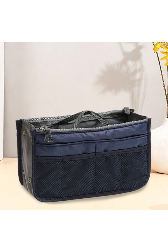 Bag Organizer Insert for Tote Backpack, Purse Organizer Insert with Handle for Commute Travel, Multi-Pocket Purse Insert for Handbag, Cosmetic Toiletry Clutch for Daily Work Business Trip