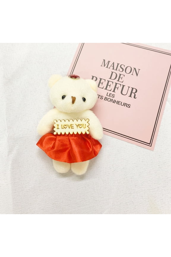 Cartoon Teddy Bear Plush with Love Sign Bouquet Flower Accessory in Assorted Colors Versatile Bag Charm Desk Decor Gift for Her Girlfriend Valentine‘s Day Birthday, Decorative Display