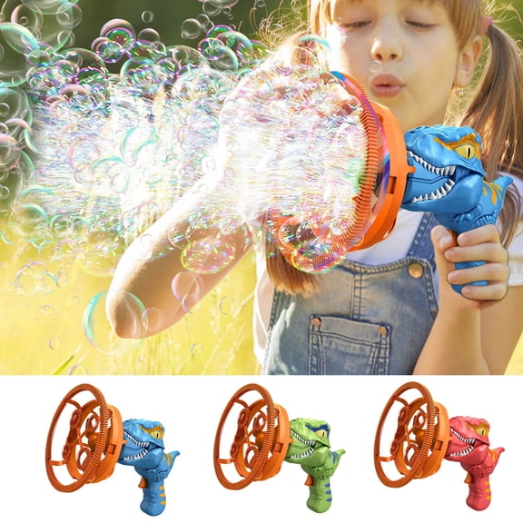 LWVITH Dinosaur Bubble Machine with 250ml Solution, T-Rex Blower Shoots Giant Bubbles Inside Bubbles, Leak-Proof & Durable ABS Plastic, Outdoor Toy for Backyard Party, Summer Birthday Gift