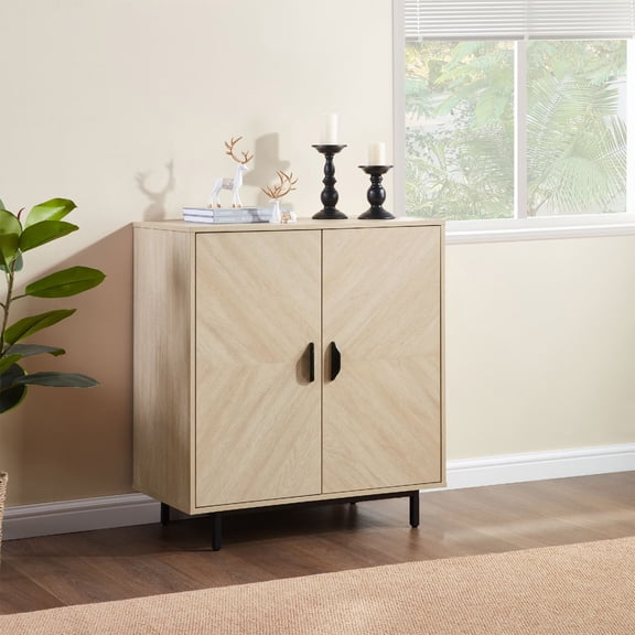 LWVITH Farmhouse Sideboard Buffet Cabinet, 2 Doors Kitchen Storage Cabinet, Freestanding Kitchen Pantry Cabinet, Floor Storage Cabinet, Small Cabinet for Living Room, Dining Room, Bathroom, Entry