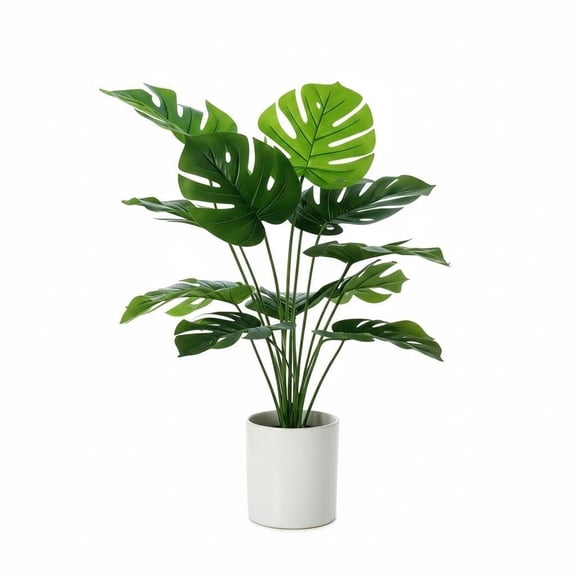 LWVITH Faux Monstera Plant 24 Inch Realistic Artificial Plant for Living Room Bedroom Office Decor Large Potted Plant Alternative with Fenestrated Leaves Scandinavian Japandi Style, Without Pot