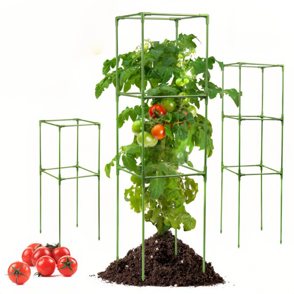 LWVITH Fiberglass Tomato Cage for Climbing Plants Vegetable Trellis Support for Cucumber Pea Square Frame for Garden Outdoor Plant Stake Durable Plant Support 30cm for Garden