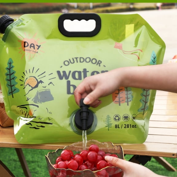 LWVITH Foldable Water Container, 8.3L Portable Collapsible Water Storage Bag with Spigot, Food Grade PVC Camping Water Jug for Hiking Picnics RV Outdoor Emergencies, Travel Canteen