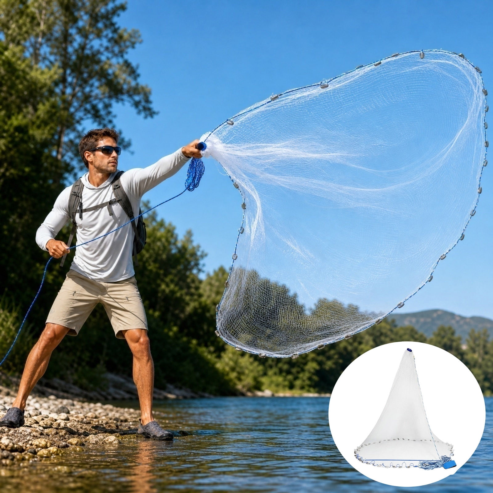 buy fishing cast net Bait Trap with Aluminum Ring, Easy Throw for Beginners, Saltwater Freshwater Fish Throw Net-4FT : Sports & Outdoors duty anodized swivel Best Kids Cast Net For