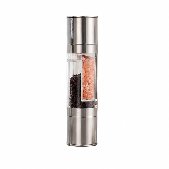 LWVITH Handheld Black Pepper Grinder for Kitchen & BBQ, Bidirectional Manual Grinder, Stainless Steel Salt Mill Ceramic Core, Visible Body Spice Crusher for Steak Table Dining, 8"x2"