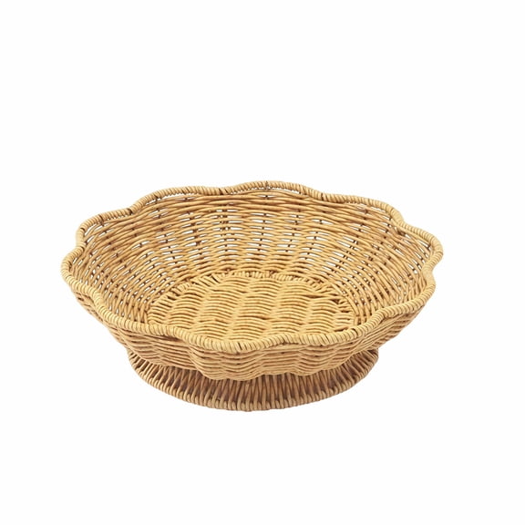 LWVITH Handmade Woven Wicker Basket, Boho Rattan Fruit Bowl for Kitchen Decor, Bread Basket for Chips and Pastries, Serving Bowl for Dry Fruit and Vegetable Storage, Housewarming Gift