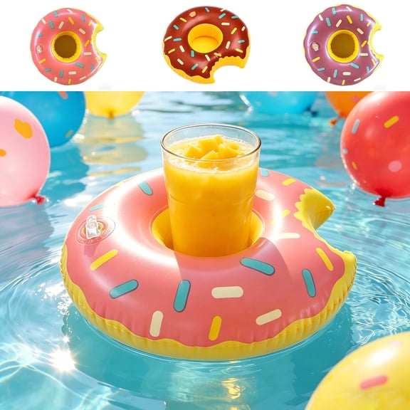 LWVITH Inflatable Donut Drink Cooler, Durable PVC Pool Beer Floatie Holder, Floating Beverage Ice Tub for Summer Party BBQ Picnic, Cute Poolside Bar Accessory, Funny Outdoor Decor Birthday Gift
