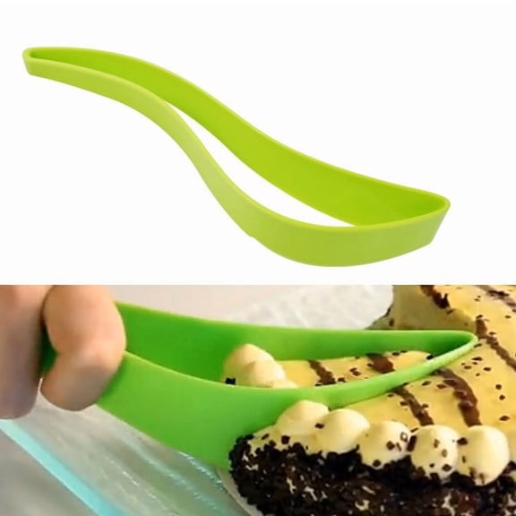 LWVITH Integrated Cake Cutter Server for Birthday Party Baking, Plastic Cake Slicer with Serrated Edge for Bread Pastry, Non Stick Dessert Serving Tool for Kitchen, 10.4 Inch