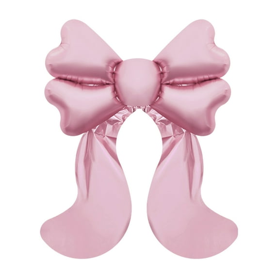LWVITH Large Pink Foil Bow Balloon 31.5x38.5 Inch - Jumbo Aluminum Mylar Balloon for Party Decor, Wedding Birthday Baby Shower Christmas, Self-Inflatable, Indoor Outdoor Decoration