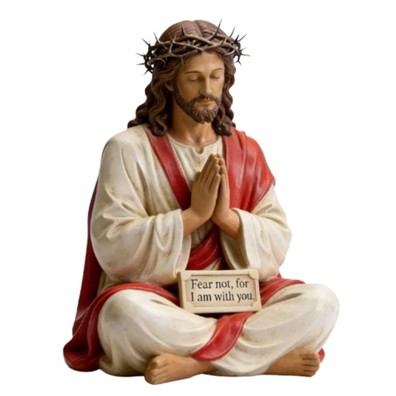 LWVITH Praying Jesus and Virgin Mary Statue Religious Home Decor and Gift, Sitting Sculptures with Inspirational Bible Verse Plaques Fear Not Holy Mary Full of Grace for Prayer Altar Baptism Easter
