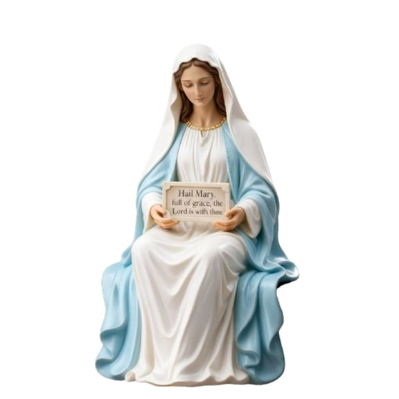 LWVITH Praying Jesus and Virgin Mary Statue Religious Home Decor and Gift, Sitting Sculptures with Inspirational Bible Verse Plaques Fear Not Holy Mary Full of Grace for Prayer Altar Baptism Easter