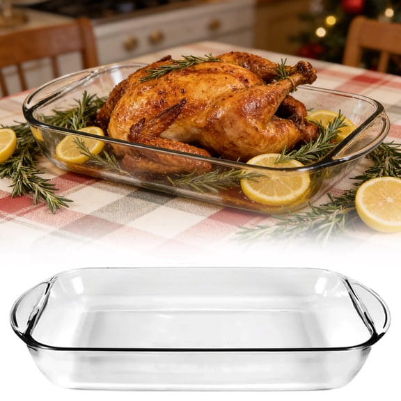 LWVITH Rectangular Glass Baking Dish, 15.5x9.6 Inch Oven Safe Casserole Pan, Non-Stick Heat-Resistant Lasagna Pan, Baking Tray, Easy Clean Dishwasher Safe Bakeware, Kitchen Cookware for Home Cooking