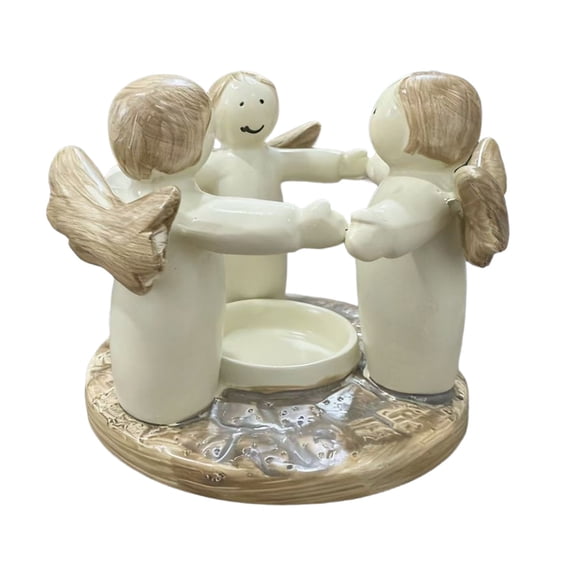 LWVITH Resin Angel Candelabra Figurine Religious Home Decor and Table Accent Resin 5x5 Inch Three Graces Elegant for Easter Mantel Shelf Spiritual Gift