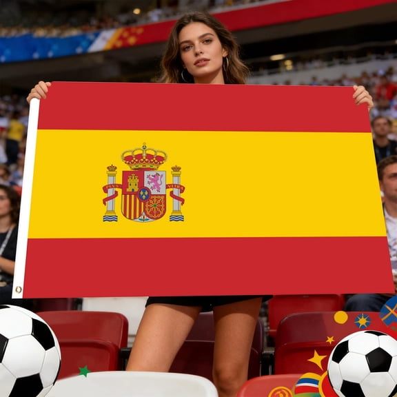 LWVITH Spain Flag 35x59 Inch Large World Cup Soccer Fan Banner for Sports Bar Pub Themed Party Decor Outdoor Indoor Decoration Double Sided Print Yard House Hanging Team Garden Flag