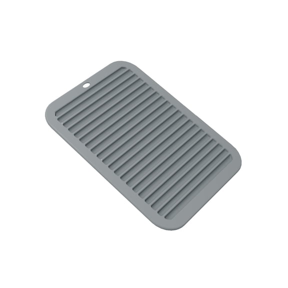 LWVITH Square Silicone Pad for Kitchen Counter, Multipurpose Plate Drying Mat with Raised Lines, Heat Proof Trivet, Dish Drying Pad for Coffee Maker, 11.8"x9" Food Grade