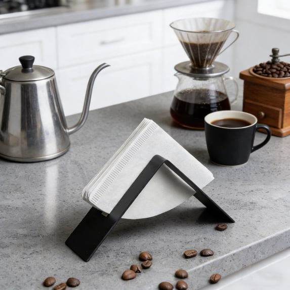 LWVITH Stainless Steel Coffee Filter Shelf Filter Paper Storage Box Modern Coffee Bar Decor Minimalist Kitchen Accessories Aesthetic Home Housewarming Gift Holder 5 Inch for Coffee Station