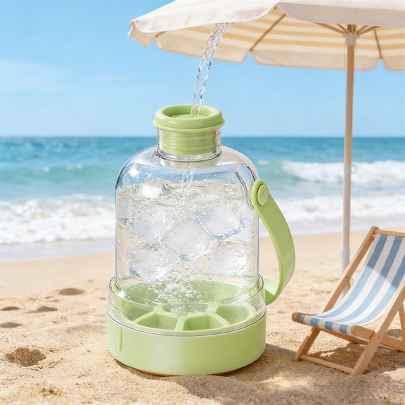 LWVITH Summer Ice Cube Tray for Tumbler Cup Water Bottle, Chubby Dun Dun Shape Silicone Ice Mold with Lid, Reusable Freezer Maker for Cocktail Juice Coffee, Cool Outdoor Picnic Party Gadget
