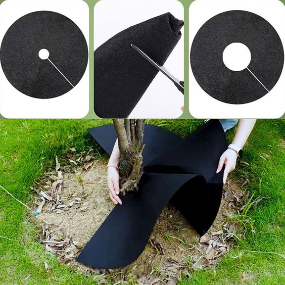 LWVITH Tree Protector Mat for Base, Round Weed Barrier Fabric for Tree Rings and Shrubs, Mulch Guard for Roots and Flower Beds, Permeable Breathable Cover for Lawns and Landscaping, 40 Inch