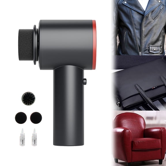 LWVITH USB Rechargeable Electric Shoe Polisher Kit 400mAh, Portable Handheld Leather Boot Cleaner Buffer with 3 Brushes and Wax Sponge, Multifunctional Shine Care for Travel Home Men Dress Shoes