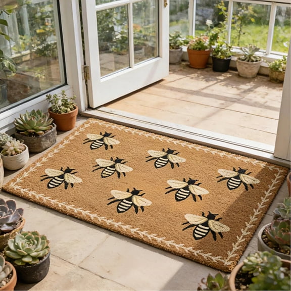 LWVITH Vintage Bee Doormat - Honey Bee Day Mat Rug 20x31 Inch for Front Door Entrance Outdoor Porch Indoor Entryway Farmhouse Rustic Home Decor Spring Garden Accents Housewarming Gift