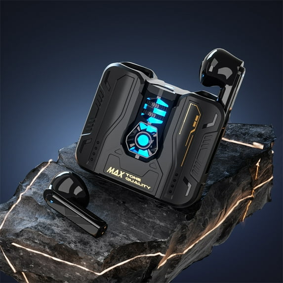LWVITH Wireless Bluetooth Earbuds with Noise Cancellation 20H Playtime IPX5 Waterproof Gaming Mode Mecha Design Touch Control Bluetooth 5.4 Stereo Sound for Sports Commuting Travel Workouts