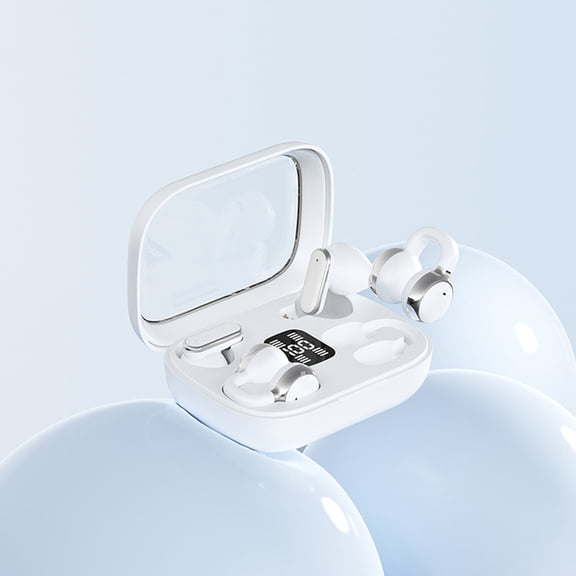 LWVITH Wireless Clip On Earbuds, Bluetooth 5.4 Open Ear Headphones for Sports Workout, Dual Ear Stereo Headset with Noise Cancelling Mic, Secure Fit Ear Hook Headphones for Running Gym