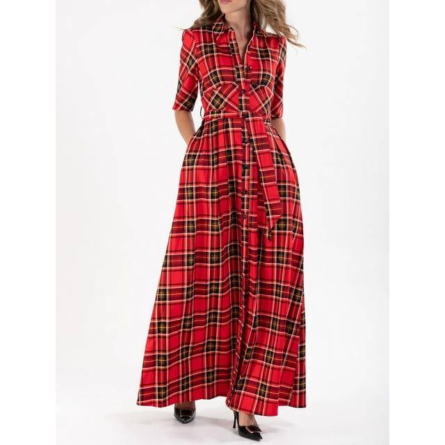 Women's Christmas Plaid Dress 