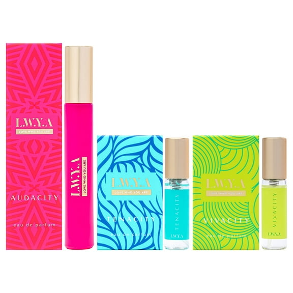 LWYA Audacity Discovery Set , 3 Pc Mini Gift Set 0.27oz Audacity EDP Spray, 0.1oz Tenacity EDP Spray, 0.1oz Vivacity EDP Spray